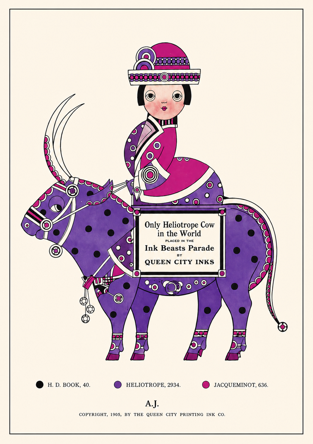 The 1905 Ink Beasts Parade: Antique Gallery Wall Collection (A3 Format)