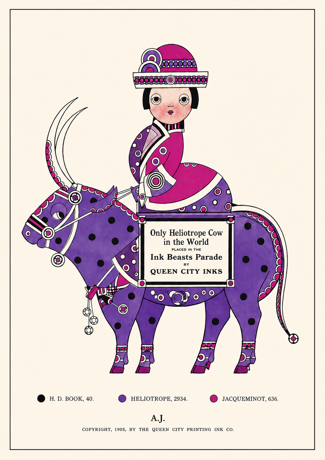 The 1905 Ink Beasts Parade: Antique Gallery Wall Collection (A3 Format)