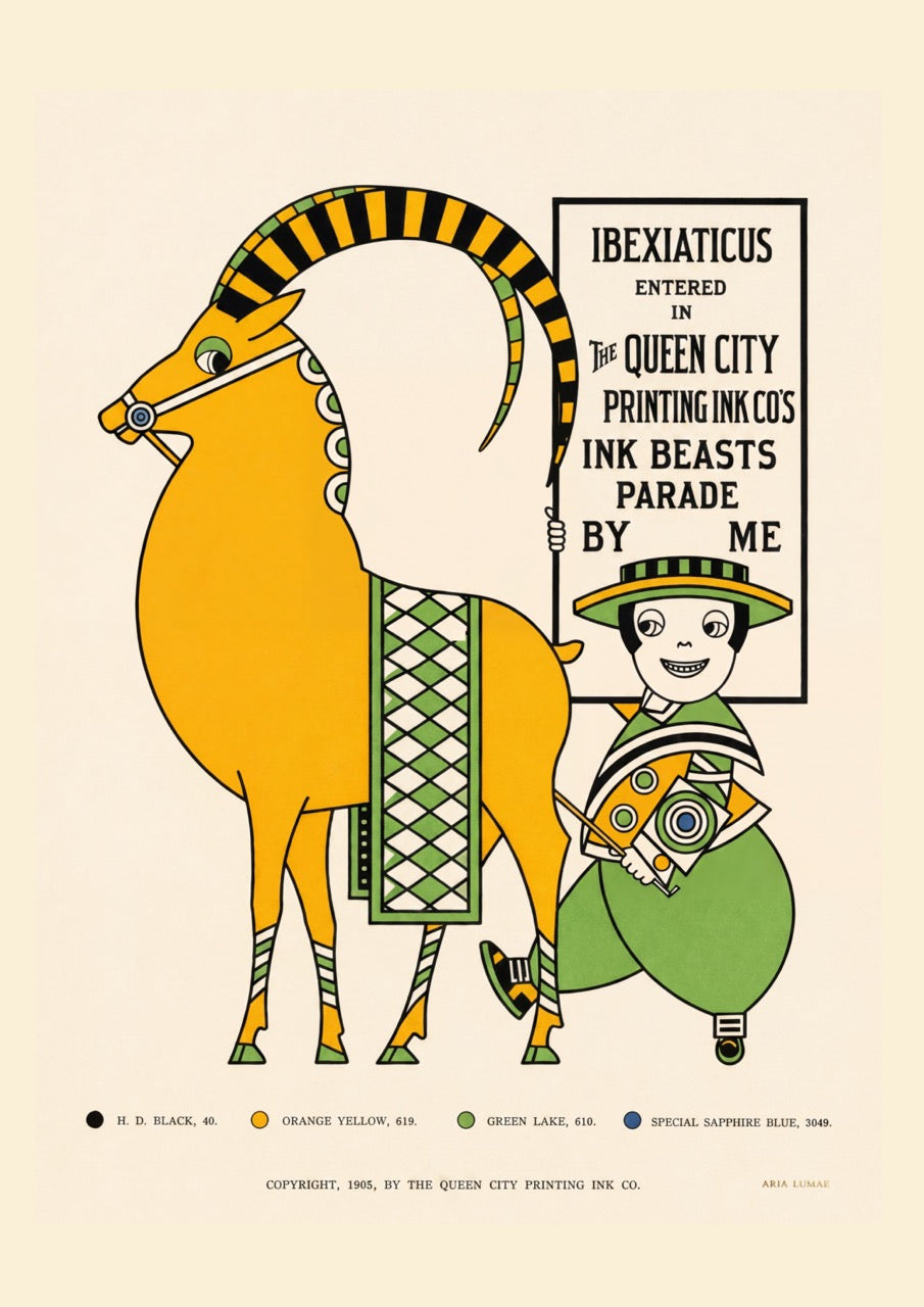 The 1905 Ink Beasts Parade: Antique Gallery Wall Collection (A3 Format)