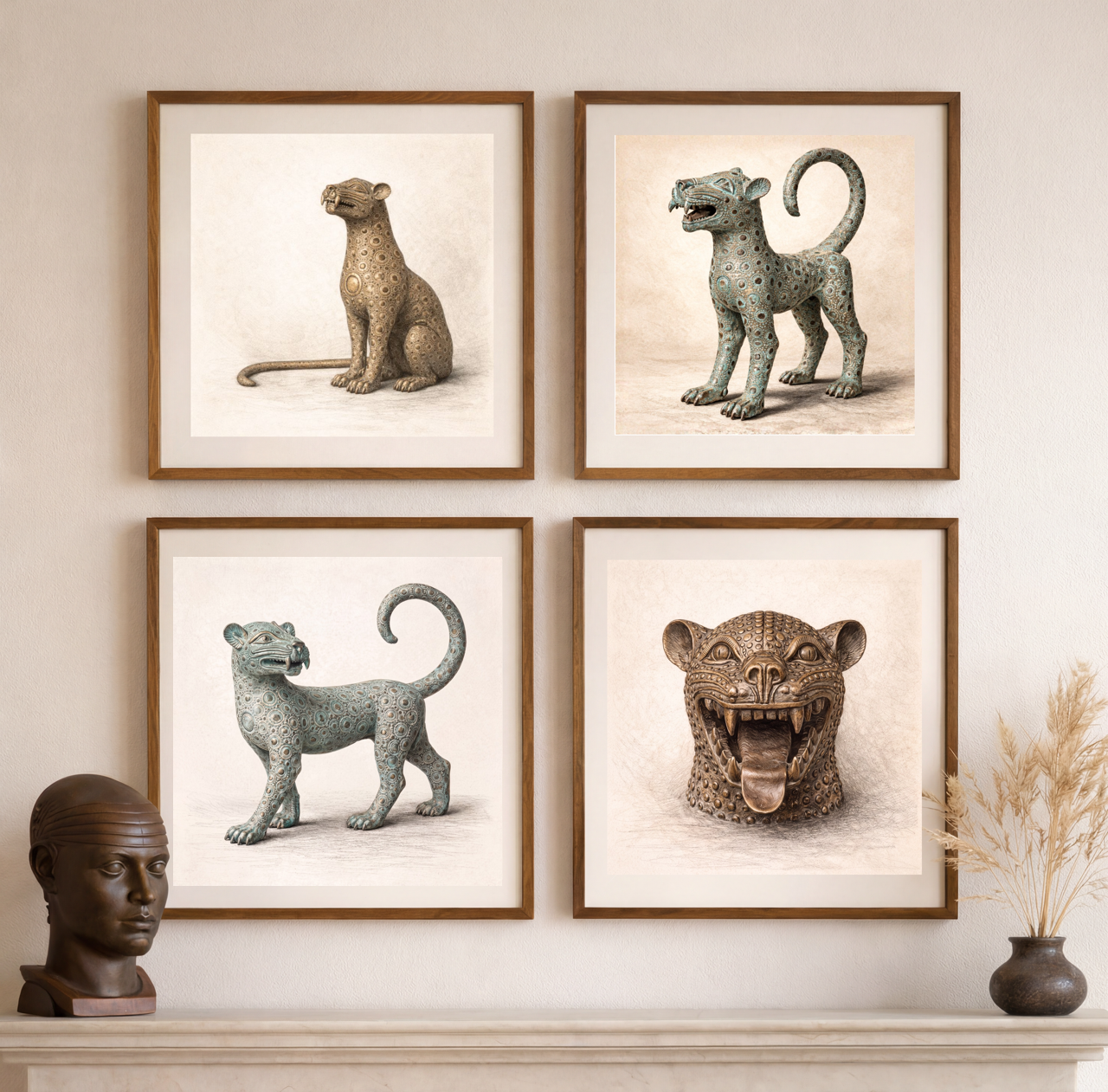 The Bronze Sentinel Leopard – Limited Edition Fine Art Giclée Print