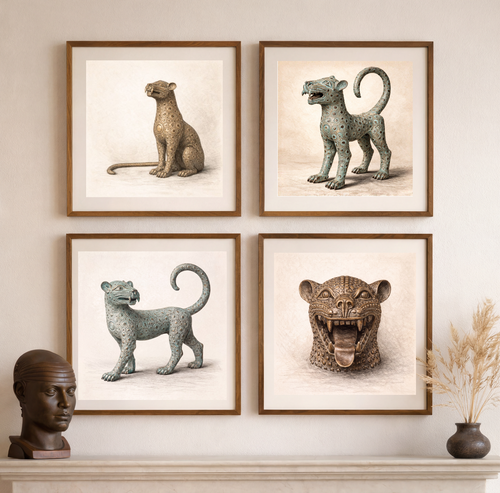 The Bronze Sentinel Leopard – Limited Edition Fine Art Giclée Print