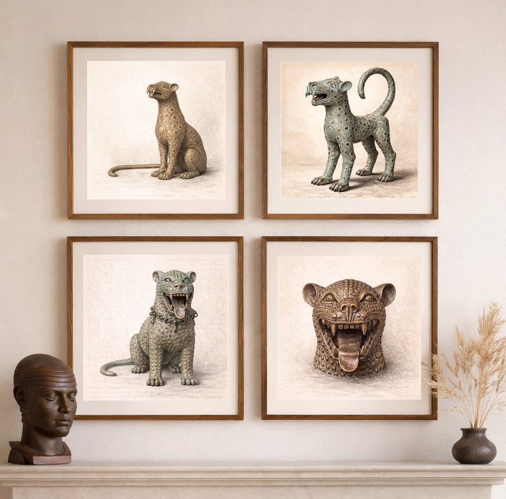 Bronze Leopard Guardian – Limited Edition Fine Art Giclée Print