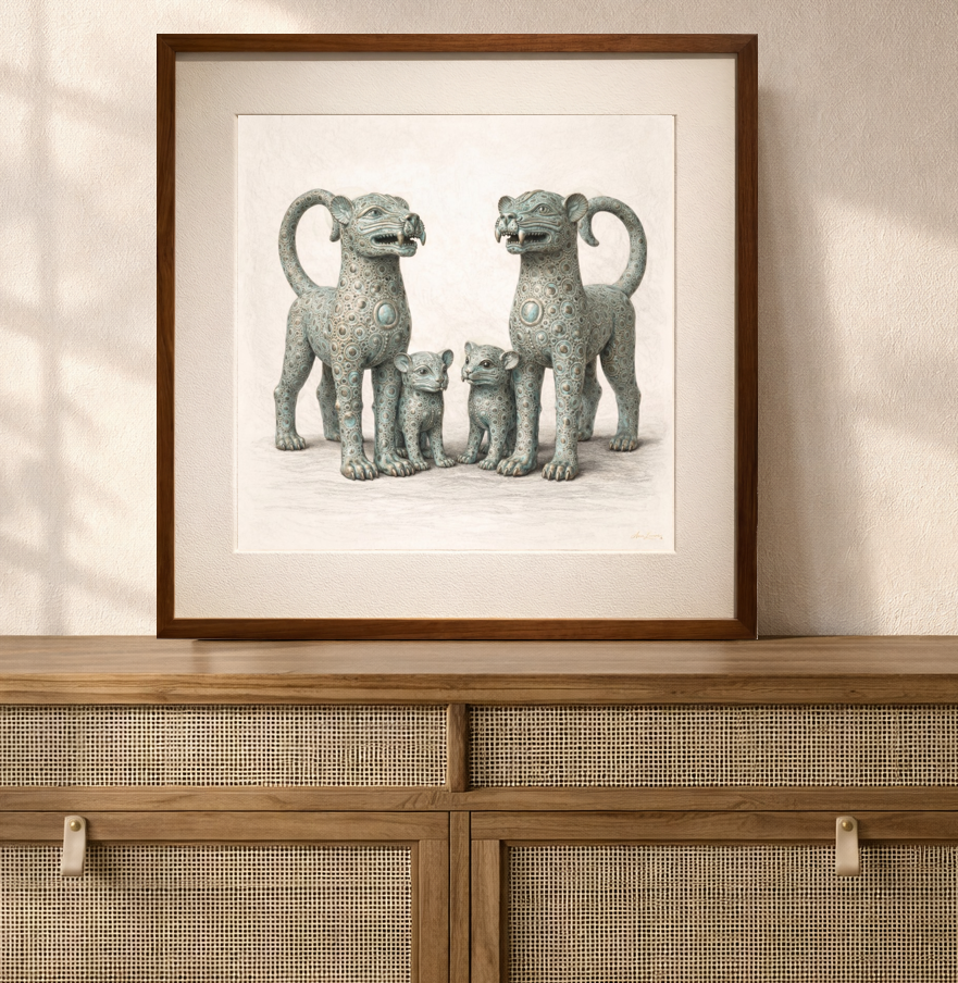 The Bronze Court Family – Limited Edition Fine Art Giclée Print