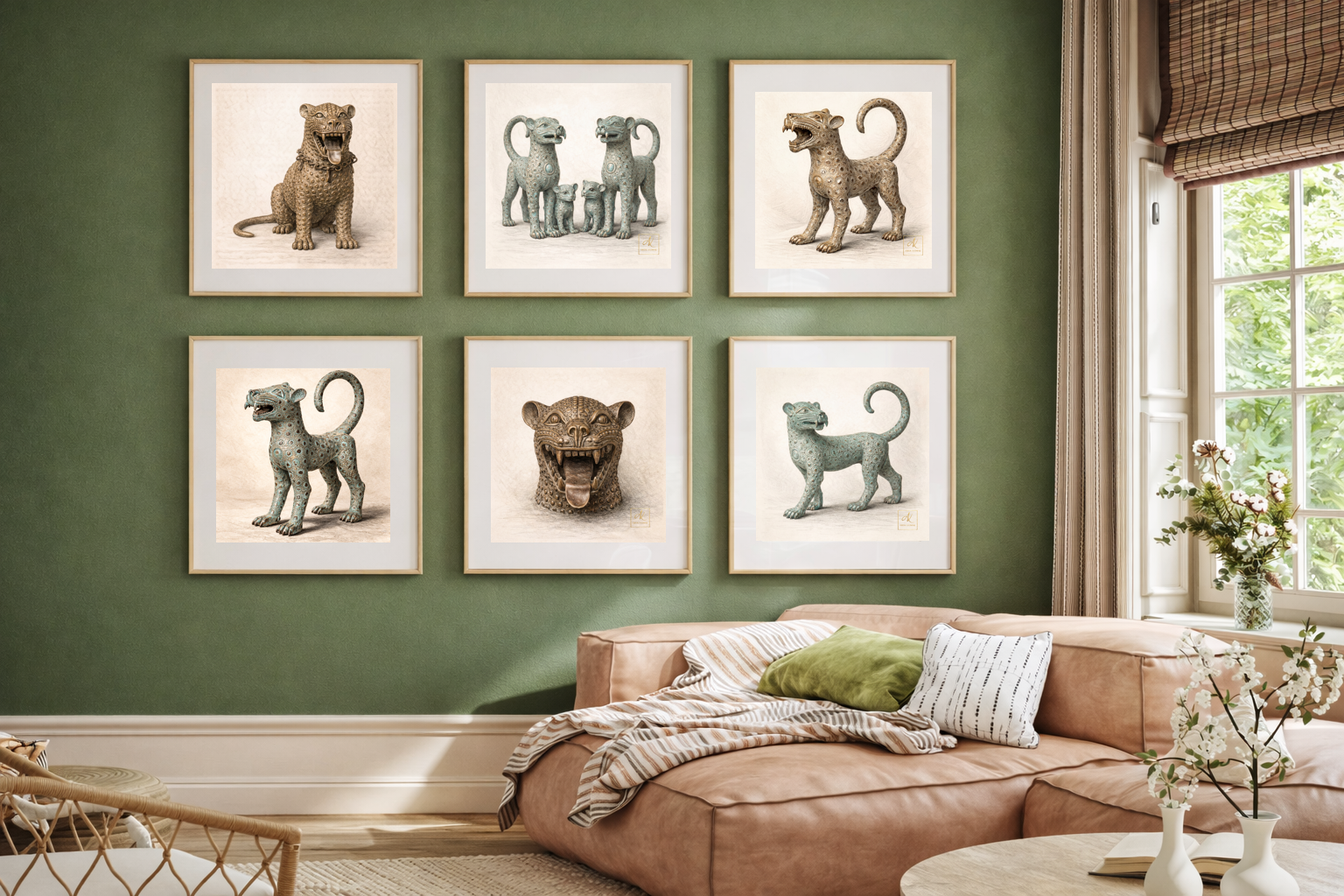 Bronze Leopard Guardian – Limited Edition Fine Art Giclée Print