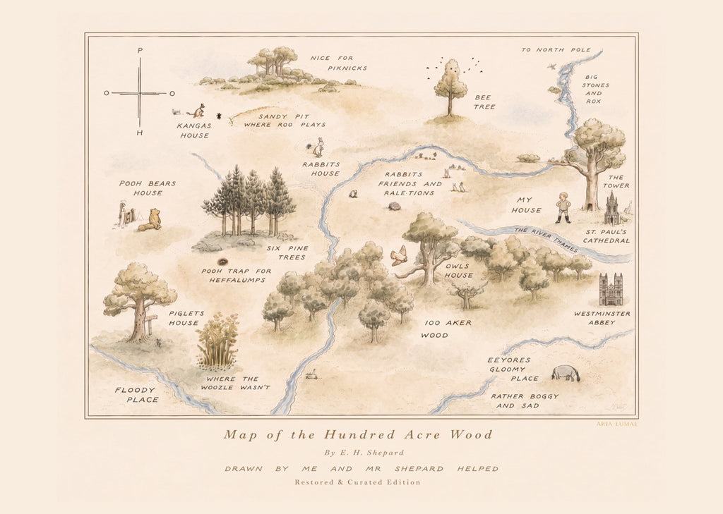 Winnie the Pooh Hundred Acre Wood Map — Storybook Cream Edition