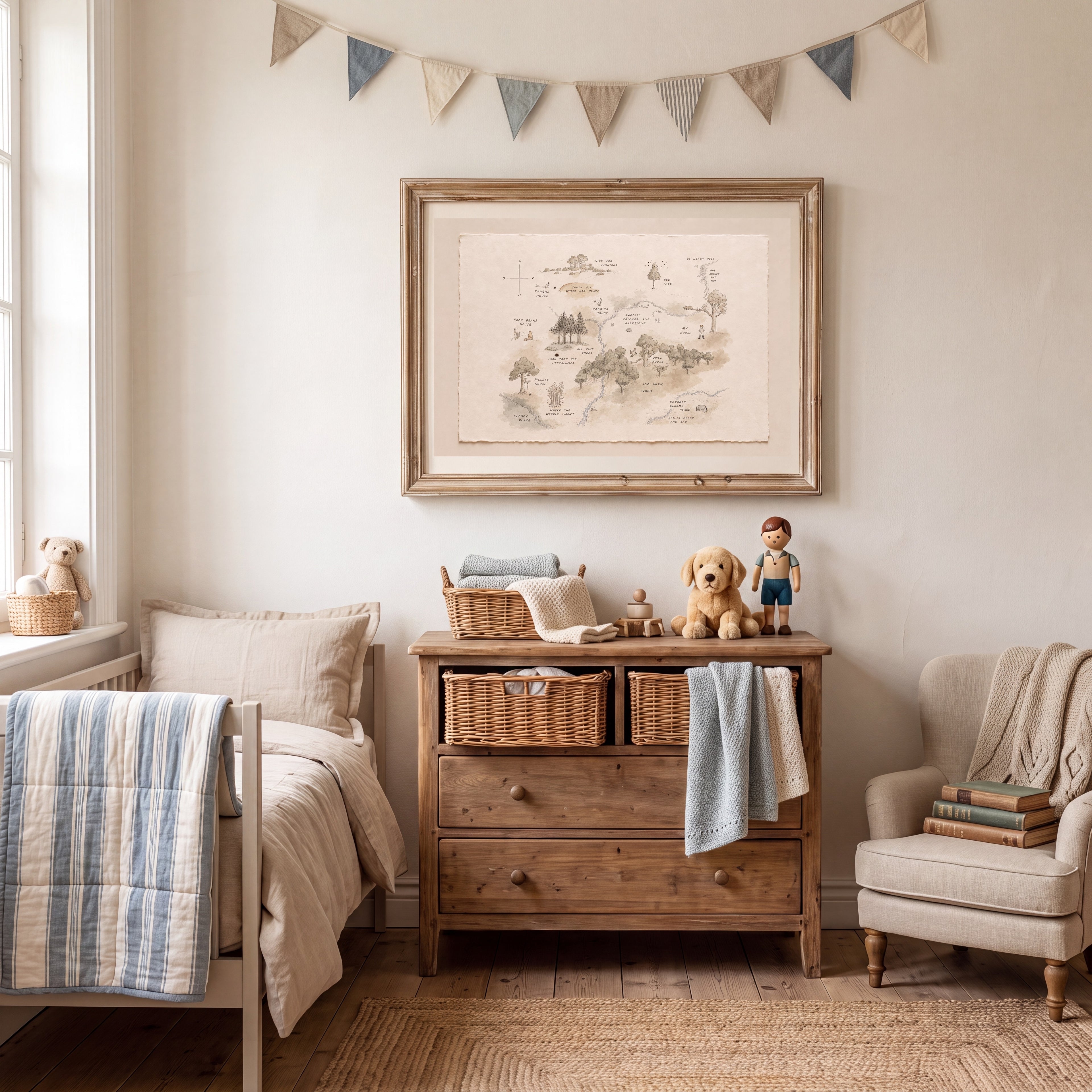 Winnie the Pooh Hundred Acre Wood Map Fine Art Print — Wabi-Sabi Edition