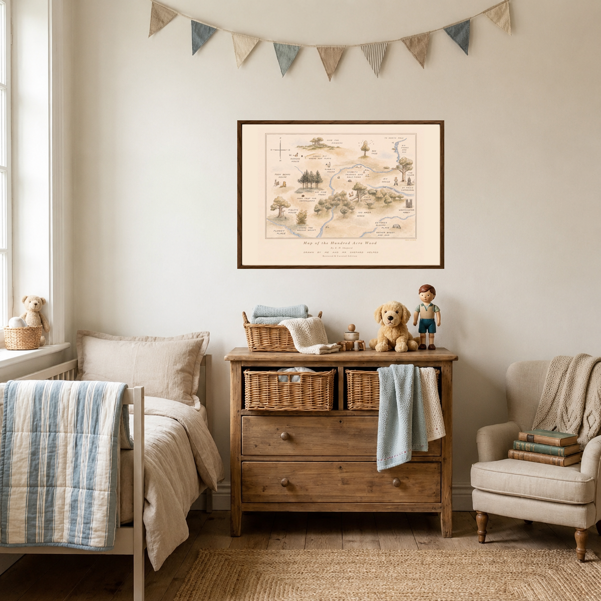 Winnie the Pooh Hundred Acre Wood Map — Storybook Cream Edition