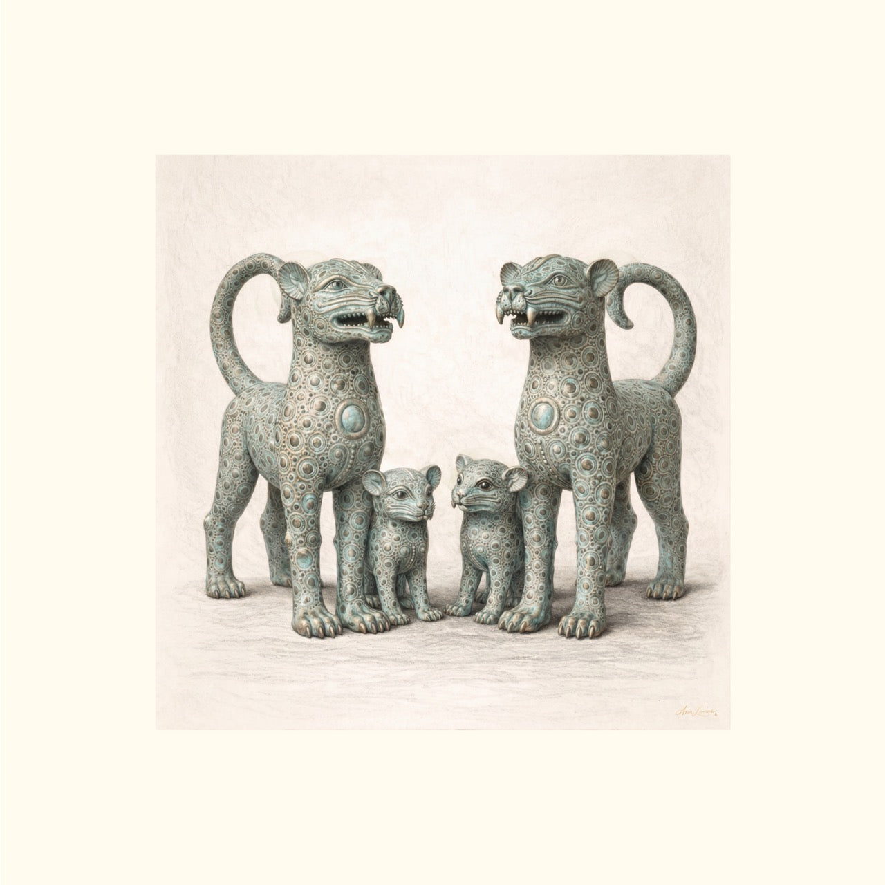 The Bronze Court Family – Limited Edition Fine Art Giclée Print