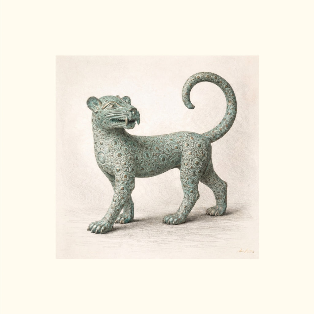 The Bronze Sentinel Leopard – Limited Edition Fine Art Giclée Print