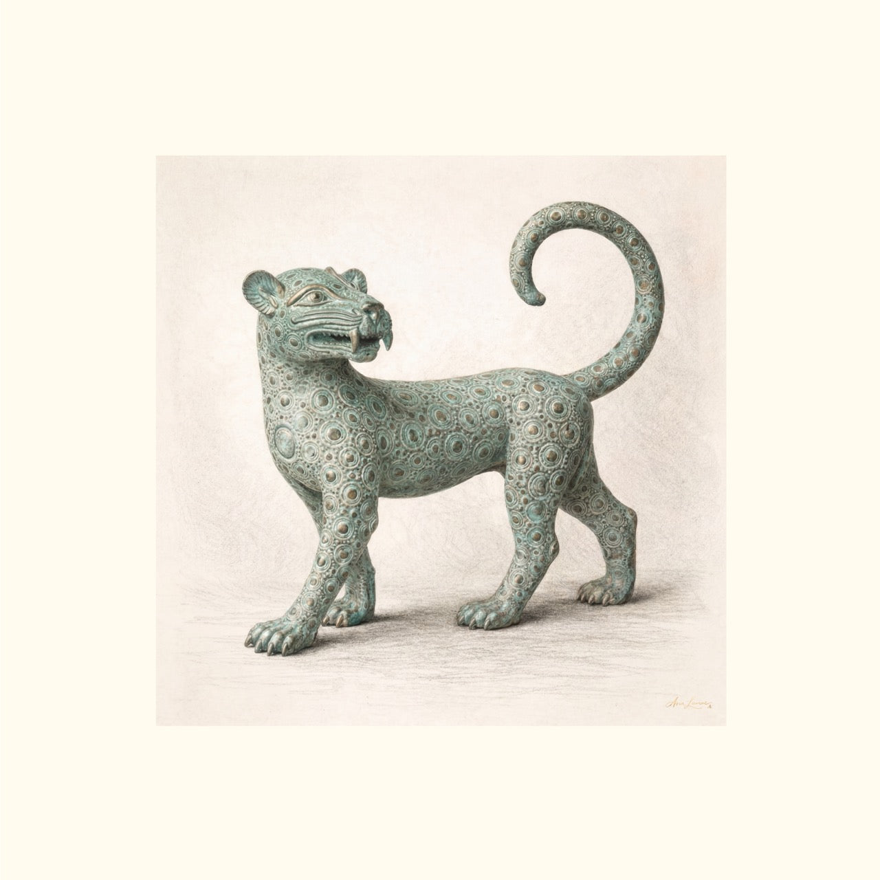 The Bronze Sentinel Leopard – Limited Edition Fine Art Giclée Print
