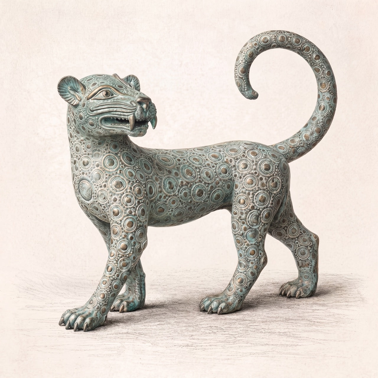 The Bronze Sentinel Leopard – Limited Edition Fine Art Giclée Print