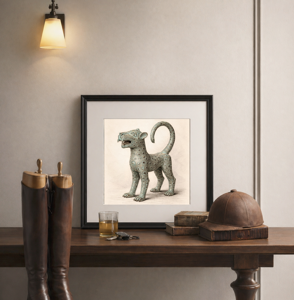 Bronze Leopard Guardian – Limited Edition Fine Art Giclée Print