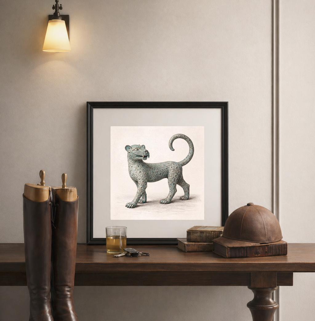 The Bronze Sentinel Leopard – Limited Edition Fine Art Giclée Print