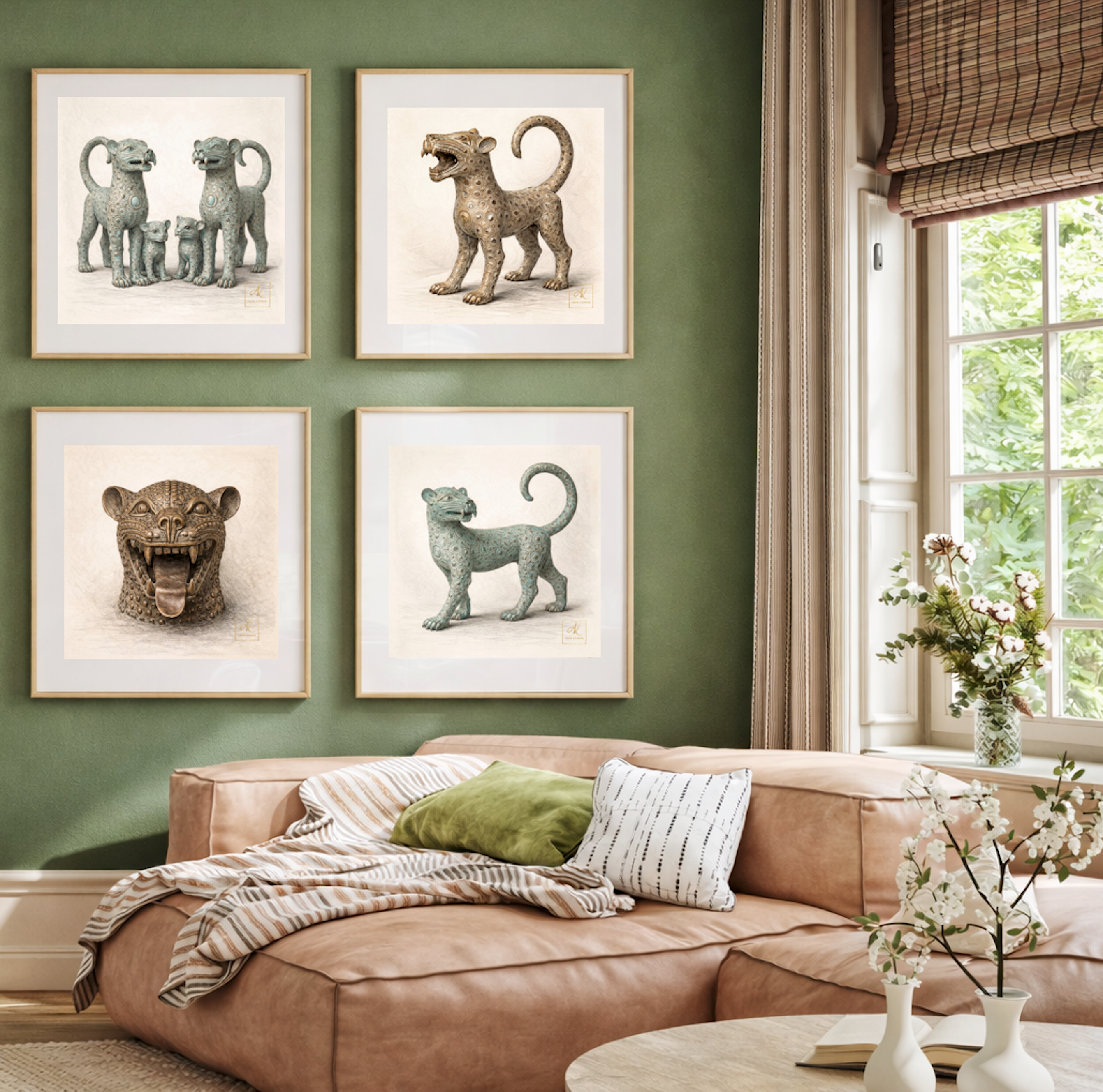 The Bronze Sentinel Leopard – Limited Edition Fine Art Giclée Print