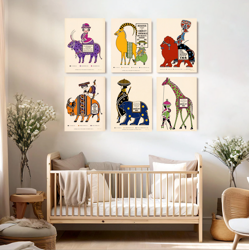 The 1905 Ink Beasts Parade: Antique Gallery Wall Collection (A3 Format)