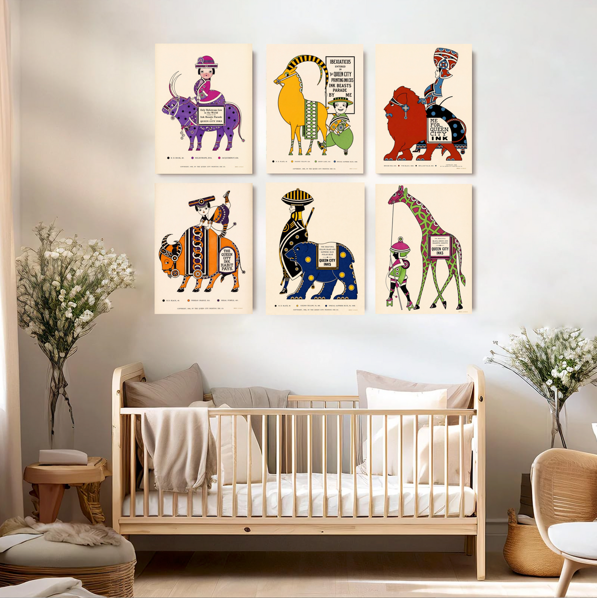 The 1905 Ink Beasts Parade: Antique Gallery Wall Collection (A3 Format)