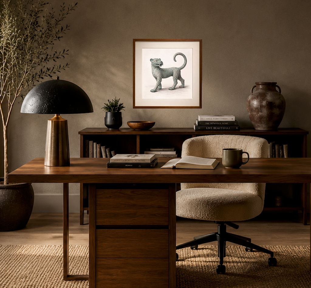 The Bronze Sentinel Leopard – Limited Edition Fine Art Giclée Print