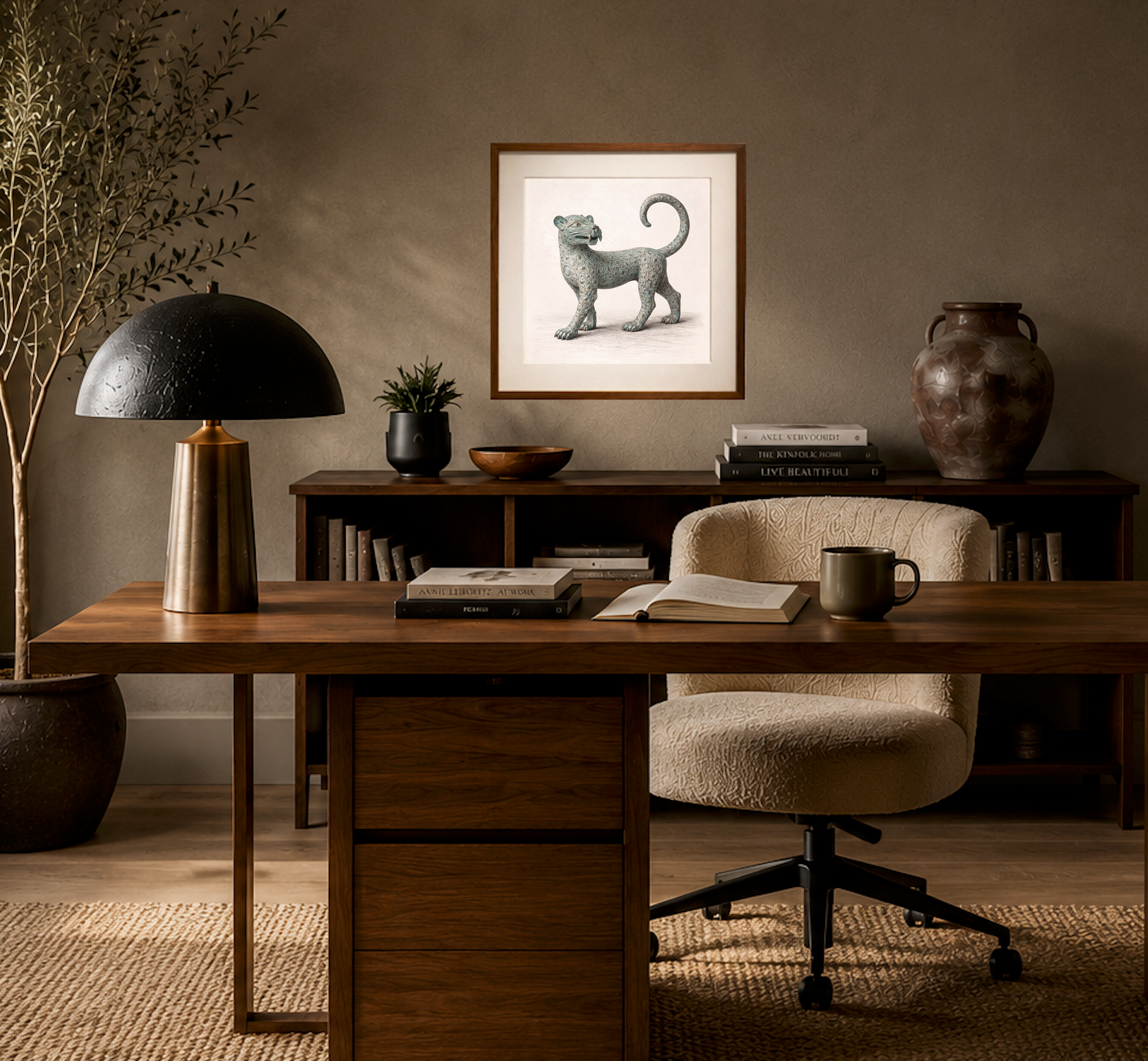 The Bronze Sentinel Leopard – Limited Edition Fine Art Giclée Print